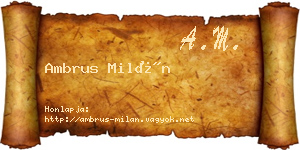 Ambrus Milán névjegykártya