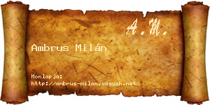 Ambrus Milán névjegykártya