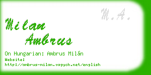 milan ambrus business card