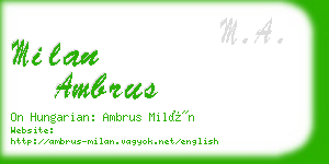 milan ambrus business card